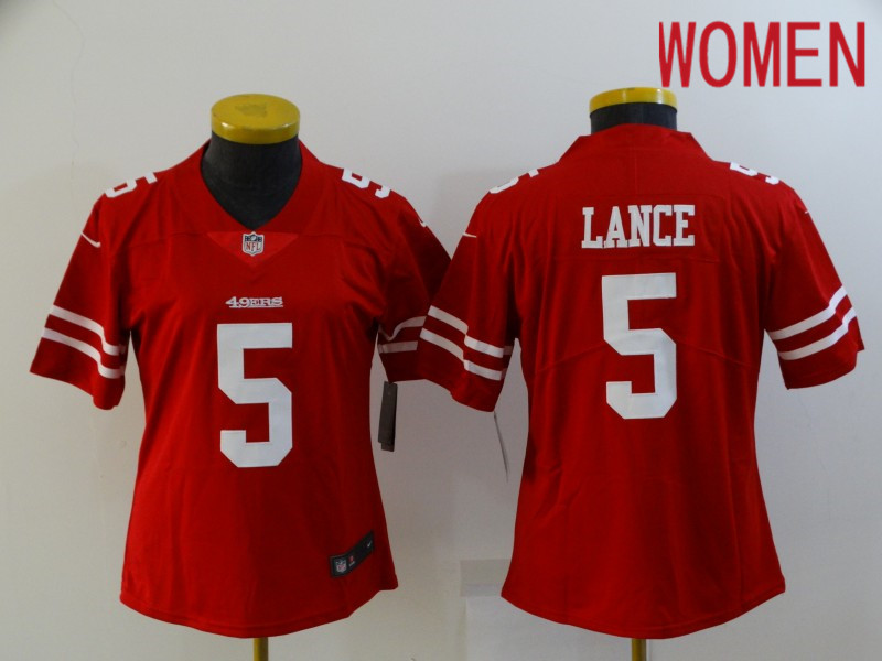 Women San Francisco 49ers 5 Lance Red Nike Vapor Untouchable Limited 2021 NFL Jerseys